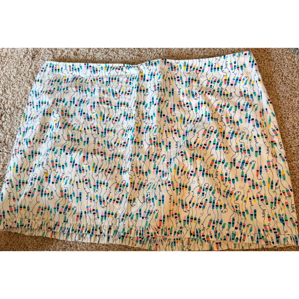 Lilly Pulitzer Womens 14 Cotton Mini Skirt Multi Color Novelty Print Ruffle Hem